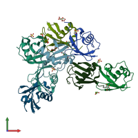 PDB entry 5af4 coloured by chain, front view.