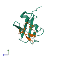 Hetero dimeric assembly 1 of PDB entry 5af6 coloured by chemically distinct molecules, side view.