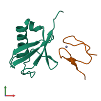 Hetero dimeric assembly 3 of PDB entry 5af6 coloured by chemically distinct molecules, front view.