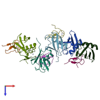 PDB entry 5af6 coloured by chain, top view.