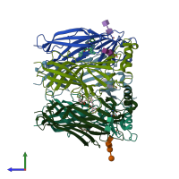 PDB entry 5afh coloured by chain, side view.