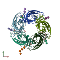 PDB entry 5afl coloured by chain, front view.