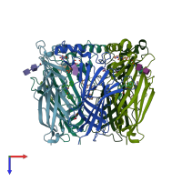 PDB entry 5afl coloured by chain, top view.