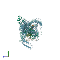 PDB entry 5afq coloured by chain, side view.