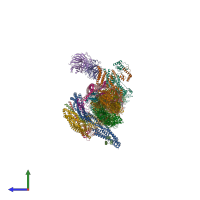 PDB entry 5afu coloured by chain, side view.