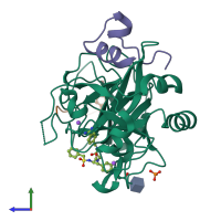 PDB entry 5afz coloured by chain, side view.