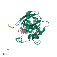 PDB entry 5ags coloured by chain, side view.