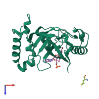 PDB entry 5ags coloured by chain, top view.