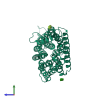 PDB entry 5ah3 coloured by chain, side view.