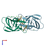 PDB entry 5aha coloured by chain, top view.