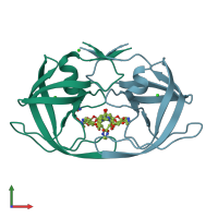 PDB entry 5ahb coloured by chain, front view.