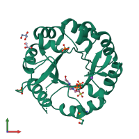 PDB entry 5ahe coloured by chain, front view.