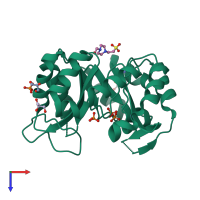 PDB entry 5ahe coloured by chain, top view.