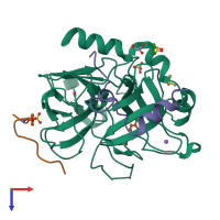 PDB entry 5ahg coloured by chain, top view.