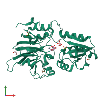PDB entry 5aho coloured by chain, front view.