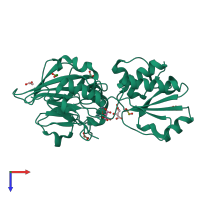 PDB entry 5aho coloured by chain, top view.