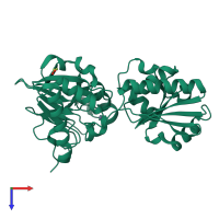 PDB entry 5ahr coloured by chain, top view.