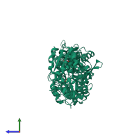 PDB entry 5ahx coloured by chain, side view.