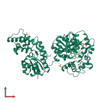 PDB entry 5ai0 coloured by chain, front view.