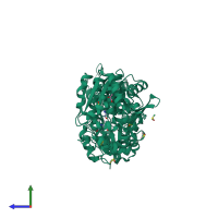 PDB entry 5ai4 coloured by chain, side view.