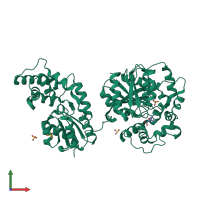 PDB entry 5aia coloured by chain, front view.