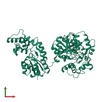 PDB entry 5aic coloured by chain, front view.