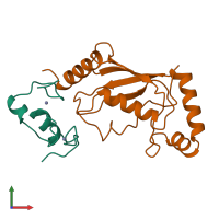 PDB entry 5aie coloured by chain, front view.