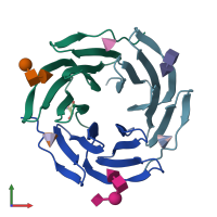 PDB entry 5ajc coloured by chain, front view.