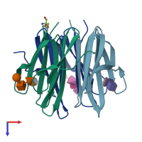 PDB entry 5ajc coloured by chain, top view.