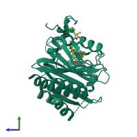 PDB entry 5ajg coloured by chain, side view.