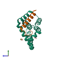 PDB entry 5ajj coloured by chain, side view.