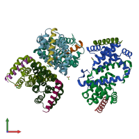 PDB entry 5ajk coloured by chain, front view.