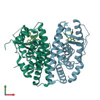 PDB entry 5ak2 coloured by chain, front view.