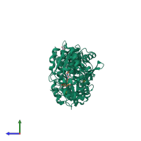 PDB entry 5ake coloured by chain, side view.