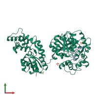 PDB entry 5aky coloured by chain, front view.