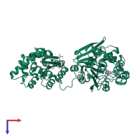 PDB entry 5aky coloured by chain, top view.