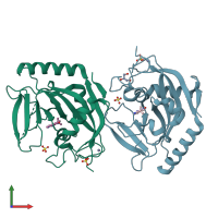 PDB entry 5al2 coloured by chain, front view.