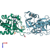 PDB entry 5al4 coloured by chain, top view.