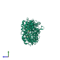 PDB entry 5alf coloured by chain, side view.