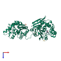 PDB entry 5alg coloured by chain, top view.