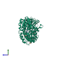 PDB entry 5alj coloured by chain, side view.