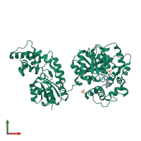 PDB entry 5alk coloured by chain, front view.