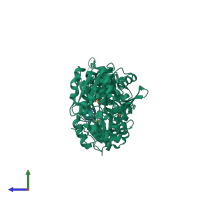 PDB entry 5alk coloured by chain, side view.