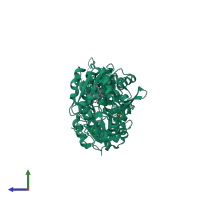 PDB entry 5alo coloured by chain, side view.