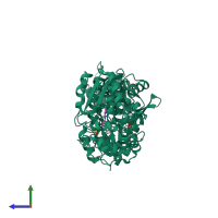 PDB entry 5alr coloured by chain, side view.