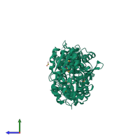 PDB entry 5alt coloured by chain, side view.