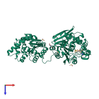 PDB entry 5alt coloured by chain, top view.