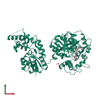 PDB entry 5alv coloured by chain, front view.