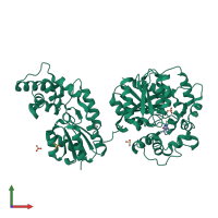 PDB entry 5am0 coloured by chain, front view.
