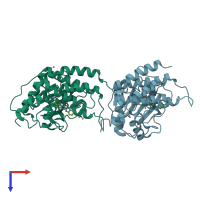 PDB entry 5am7 coloured by chain, top view.